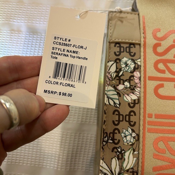 Cavalli Class Tan and Cream Floral Tote $98 - Picture 2 of 9